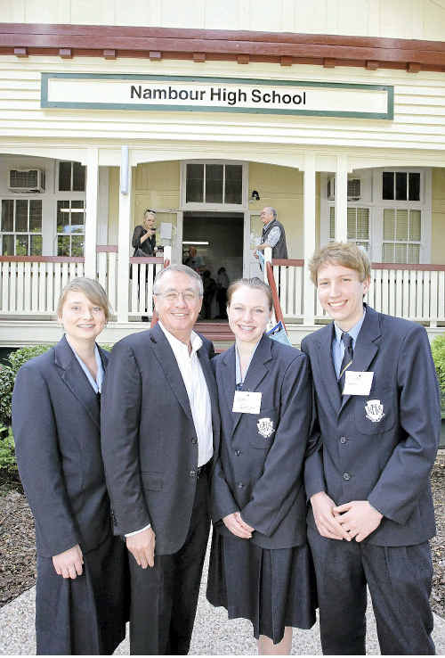 FAMOUS GRADUATE: (From left) Delia Evans, Federal Treasurer Wayne Swan, Hayley Battiston and Michael Negerevich.